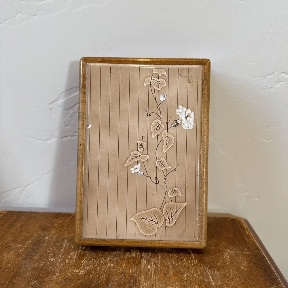 Vintage Vitroceramica Big Bear Lake CA Ceramic Tile Wood Frame Footed Trivet